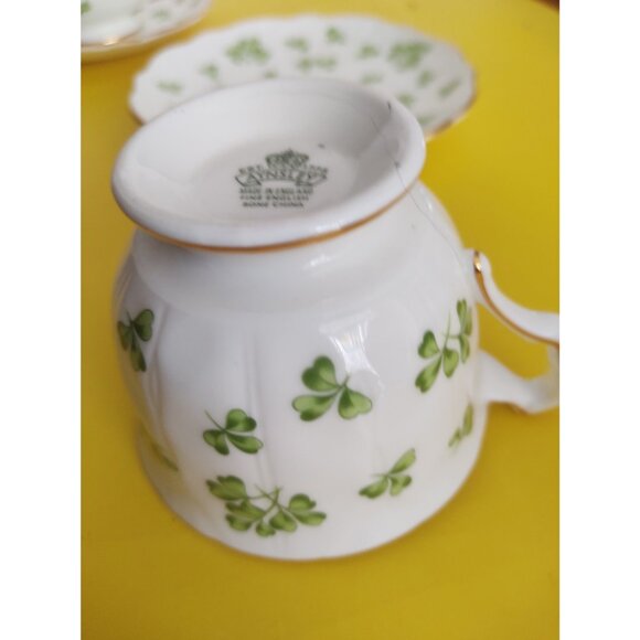 Vintage Aynsley Shamrock Bone China Footed Cup and Saucer Sets (2sets) - Picture 9 of 12